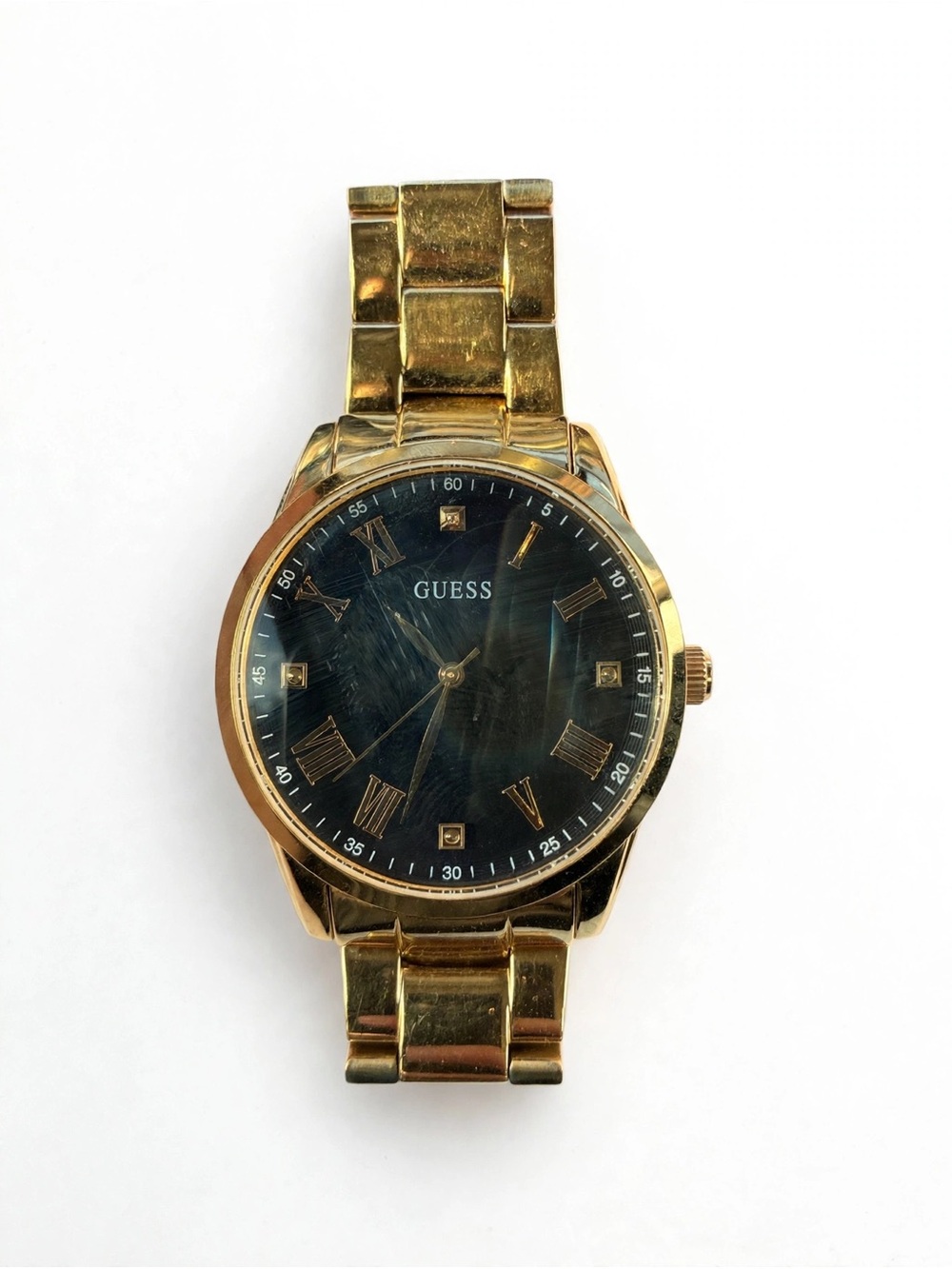 GUESS Gold and Black Men's Bracelet Watch